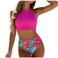 thumbnail image 5 of vigerkar Women High Waisted Bikini Sets High Neck Sporty Two Piece Swimsuits (Hot Pink, XL), 5 of 7