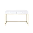 thumbnail image 2 of White High Gloss and Gold 2-drawer Writing Desk, 2 of 4