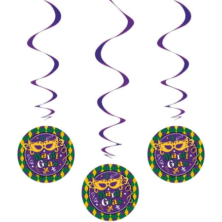 26" Hanging Masquerade Mardi Gras Decorations, 3ct