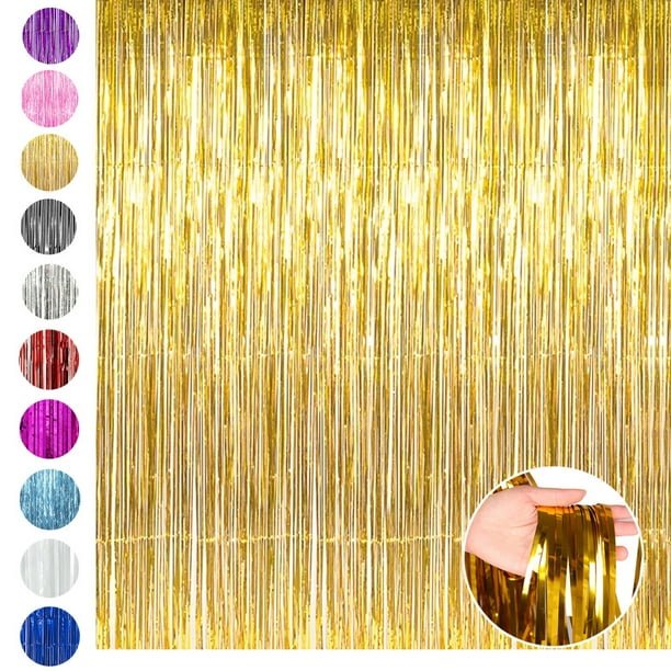 2/3Pcs Foil Fringe Curtain Door Curtain Metallic Tinsel Photo Backdrop