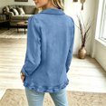thumbnail image 5 of LTTVQM Women's Denim Jacket Ruffled Long Sleeve Button Down Open Front Cropped Jean Top Coat Trendy Casual Jackets, 5 of 7