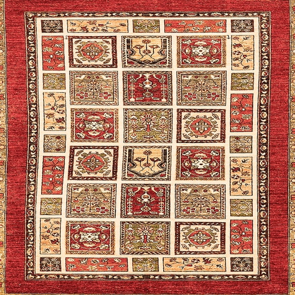 Ahgly Company Indoor Square Abstract Orange Modern Area Rugs, 6' Square