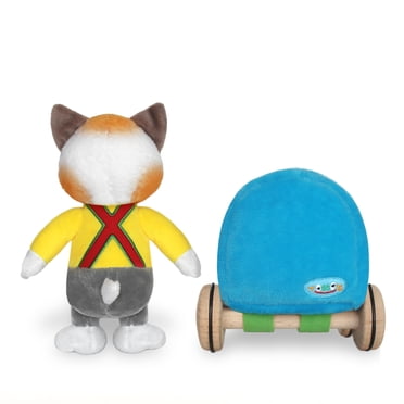 YOTTOY Richard Scarry Huckle Cat Toy With Blue Car - Busytown 2-in-1 Plush Set