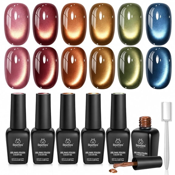 Beetles Golden Mirage Cat Eye Gel Nail Polish Set, 6 Colors Fall Gel