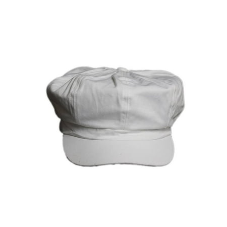 White Cotton Elastic Newsboy Caps - One size fits