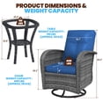 thumbnail image 3 of LazySunsets 3 Pieces Patio Furniture Set, Patio Swivel Rocker Chairs Set of 2, Wicker Outdoor Bistro Set with Rocking Chair, Blue/Gray, 3 of 8