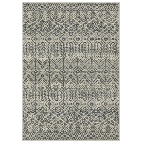 Oriental Weavers Branson Area Rug BR02A Casual Blue Floral Geometric 9'10" X 12'10" Rectangle
