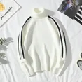 thumbnail image 4 of Ropa de hombre Suéteres de punto de cuello alto de cuello alto para hombres Suéteres de rayas blancas Cuello clásico Manga larga 100% Invierno 2024 X, 4 of 5