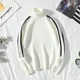 thumbnail image 4 of Ropa de hombre Suéteres de punto de cuello alto de cuello alto para hombres Suéteres de rayas blancas Cuello clásico Manga larga 100% Invierno 2024 X, 4 of 5