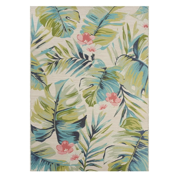 Better Homes & Gardens 7' x 10' Multi Colour Tropical Oasis Outdoor Rug
