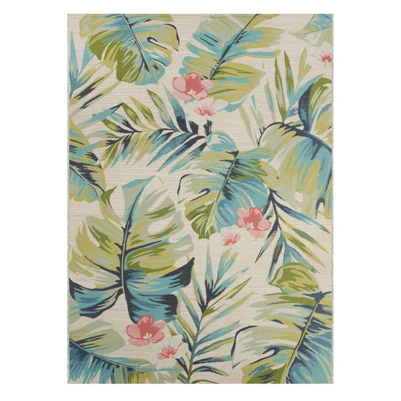 Better Homes & Gardens 7' x 10' Multi Colour Tropical Oasis Outdoor Rug