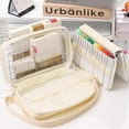 thumbnail image 3 of ABPETE  Marker Organizer Case for 64 paint markers, Marker Carrying Bag with Handle, Waterproof Pen Pouch Bag for Travel,Off White(Excluding Marker), 3 of 10