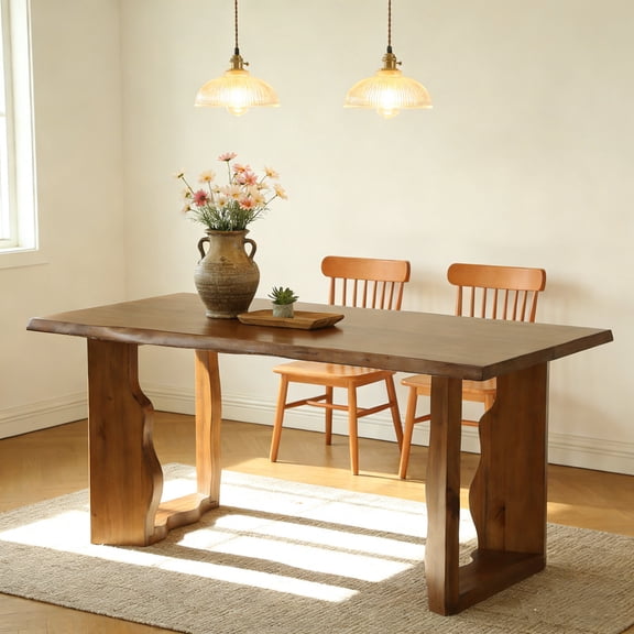 TRIBEWOOD 63-Inch Farmhouse Solid Wood Dining Table for 4-6