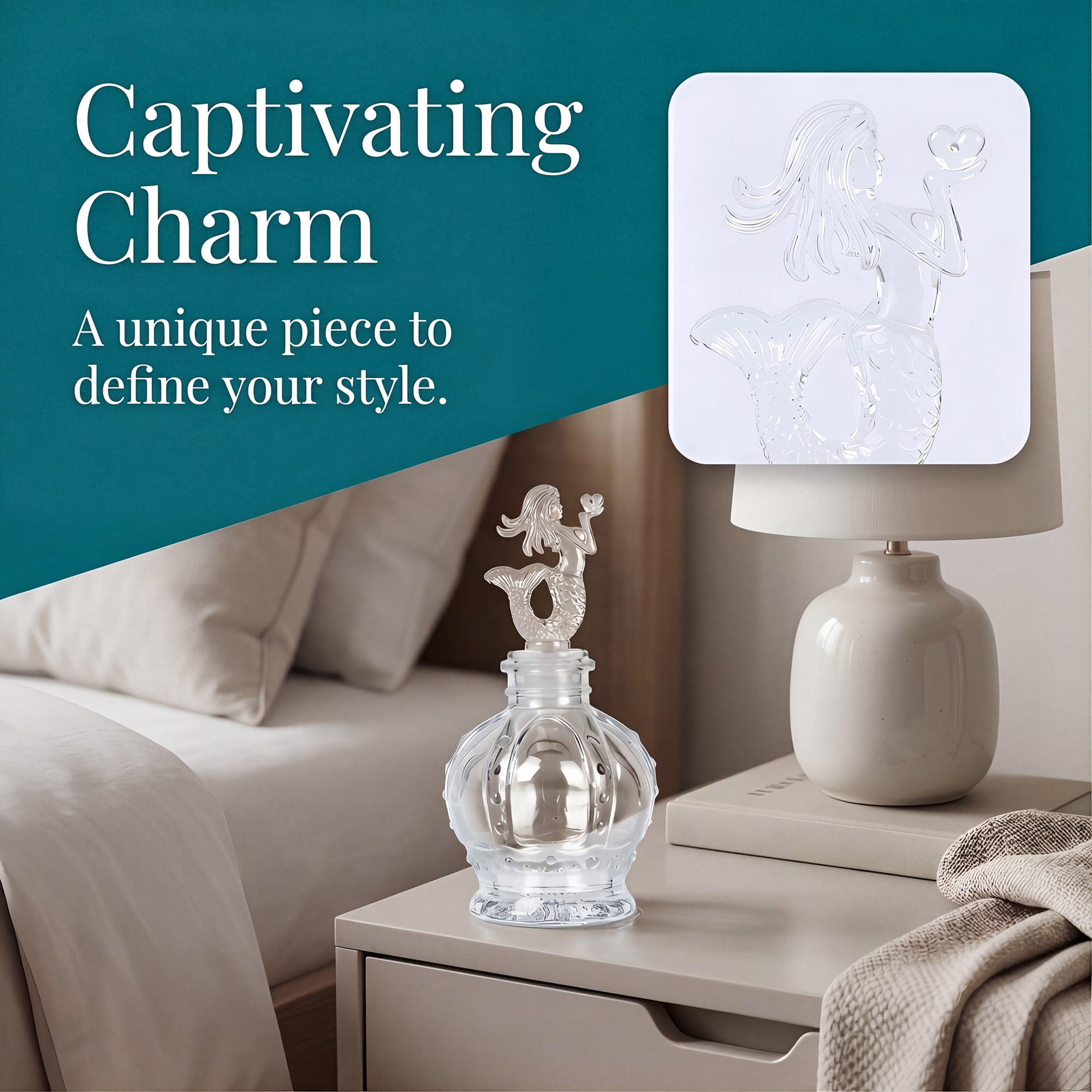Unique Bargains 2pcs Decorative Glass Jars with Ornate Glass Stoppers Crown Base 2.8"x2.8"x5.9"