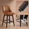 thumbnail image 5 of Swivel Counter Height Bar Stools, Set of 3, 27'' Modern Bar Stool with Curved Back and Solid Wood Legs, Bar Stools for Kitchen Island, Faux Leather Brown, 5 of 7