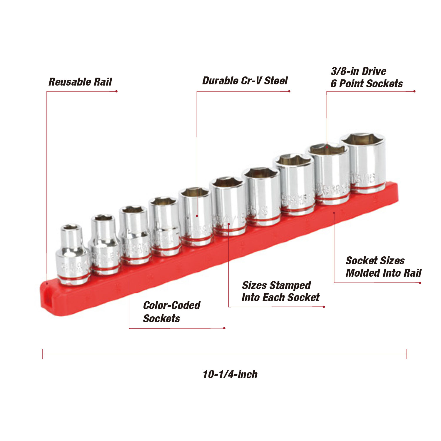 Hyper Tough 11-Piece 3/8-Inch Drive Socket Set (SAE) photo 3