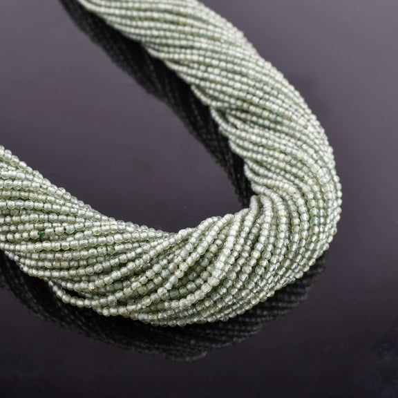 QNAVIC Natural Green Apatite Gemstone Micro Faceted Rounds Beads Strand Drilled Stone Chakra Healing Crystals DIY Jewelry Making Wholesale Bulk Loose Supply Strand 30 Centimeter (1 Strand)