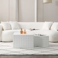 thumbnail image 4 of Nesting Coffee Table Set of 2, Matte White Square Wooden Coffee Tables, Modern Luxury Side Tables Accent End Table for Living Room Apartment, 4 of 7