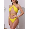 thumbnail image 2 of DARING DIVA Women's Criss Cross Ribbed Knit Bikini Sets X-Large Yellow, 2 of 6