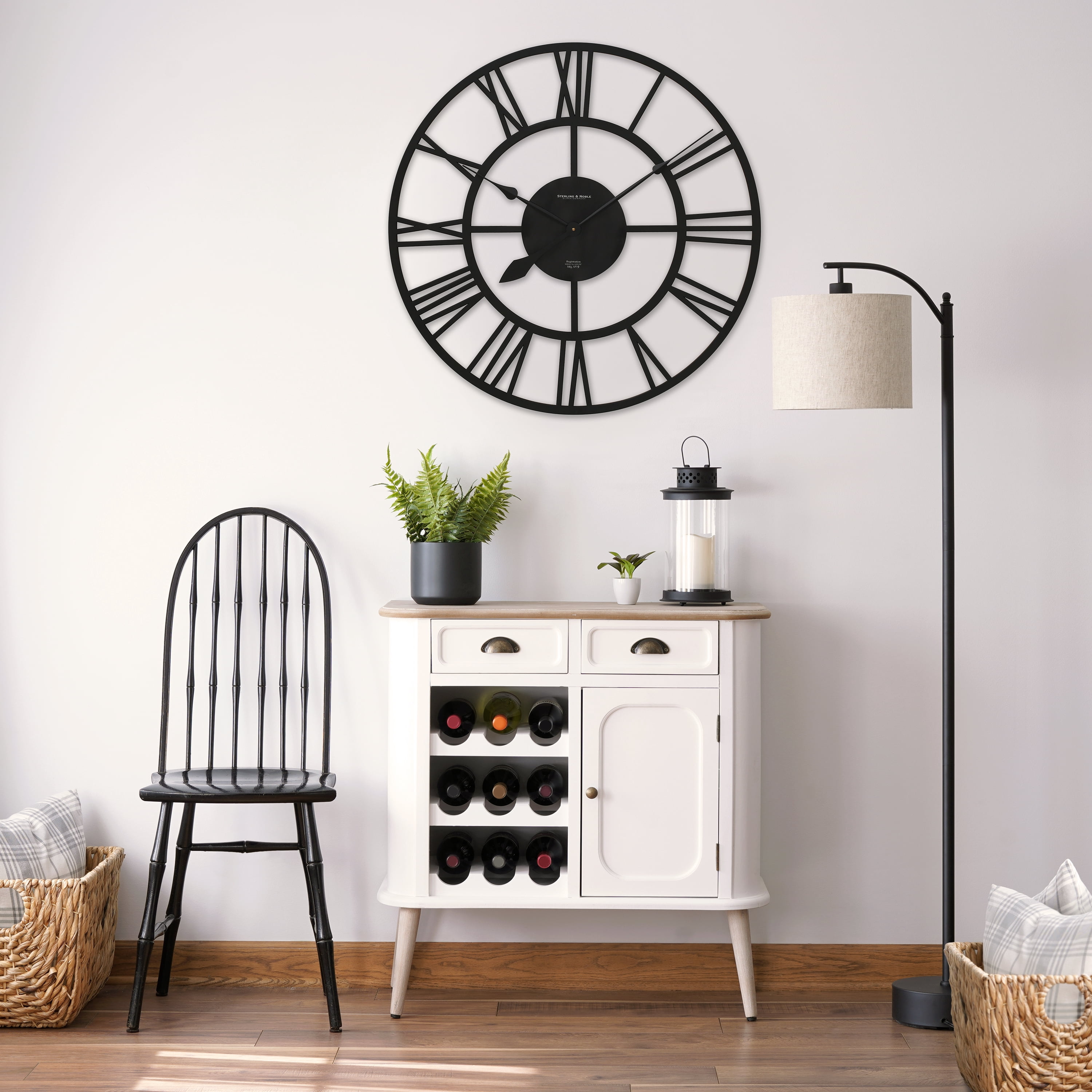 Mainstays 30 in Quartz Industrial Wrought iron look Oversized Wall Clocks