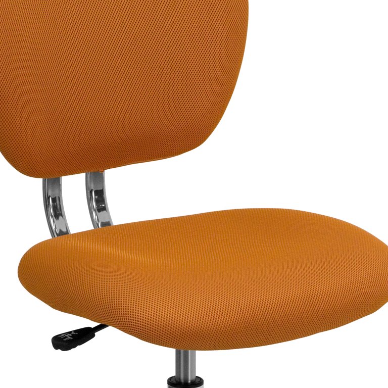 Mid-Back Orange Mesh Padded Swivel Task Office Chair with Chrome