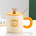 thumbnail image 4 of Taza de oso de 320ml con tapa, cuchara, Taza de cerámica para hombres y mujeres, taza de agua para pareja de café para desayuno en casa y oficina, 4 of 5