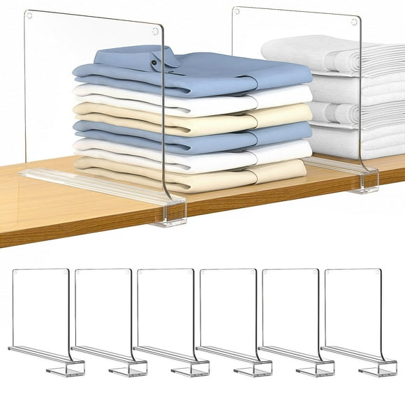 Separadores de estantes Alloa, acrílicos transparentes, para armario, 6 unidades