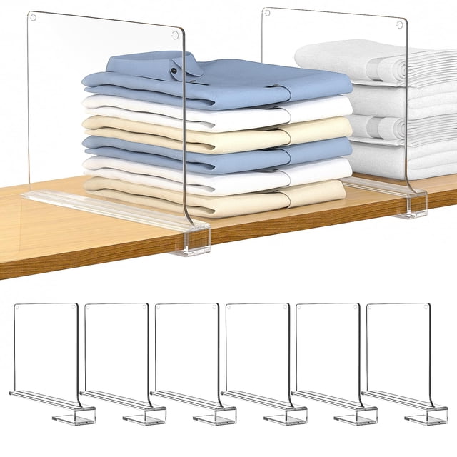 Separadores de estantes Alloa, acrílicos transparentes, para armario, 6 unidades