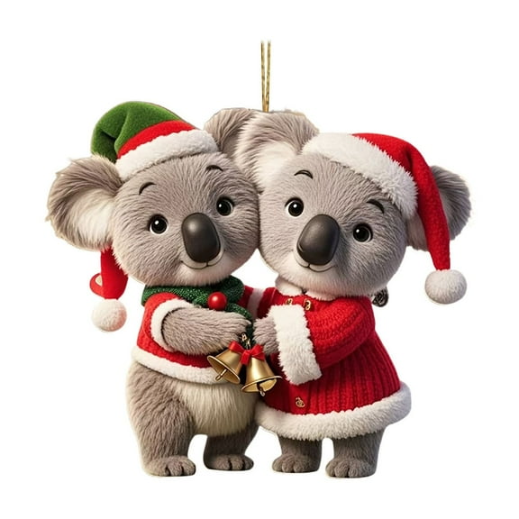 Cevemin Christmas Animals Series Pendants - 2D Acrylic Decorative Hanging Ornaments for Car Rearview Mirror, Christmas Tree, Home Party Decorations (3.15 x 2.76 x 0.12in, Multicolor)