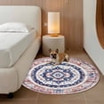 thumbnail image 4 of 3.3ft Washable Round Rug, Bohemian Circular Non-Slip Circle Area Rug for Entryway Bedroom, Ethnic Style Vintage Red Blue Texture Indoor Accent Floor Mat for Home Decor, 4 of 9