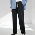 thumbnail image 2 of YLSDY Fashion Mens Regular Fit Straight Leg Pants Elastic Waist Casual Drawstring Long Pants Lightweight Open Bottom Lounge Pants Black L, 2 of 7