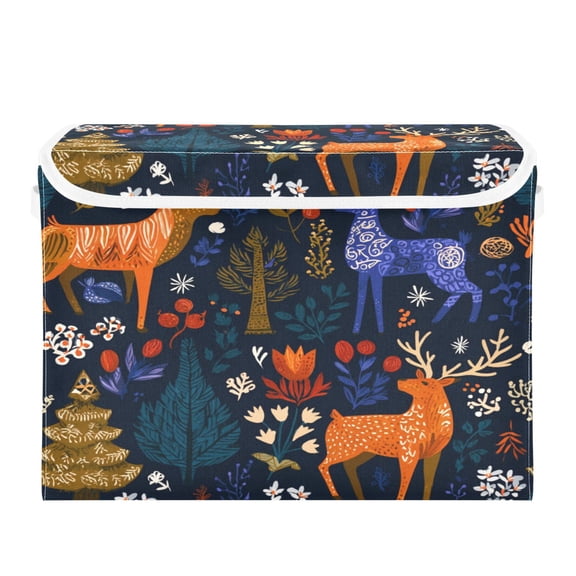 Storage Box With Lid 16.5x12.6x11.8In Foldable Stacked Household Storage Box Beautiful Christ Pattern