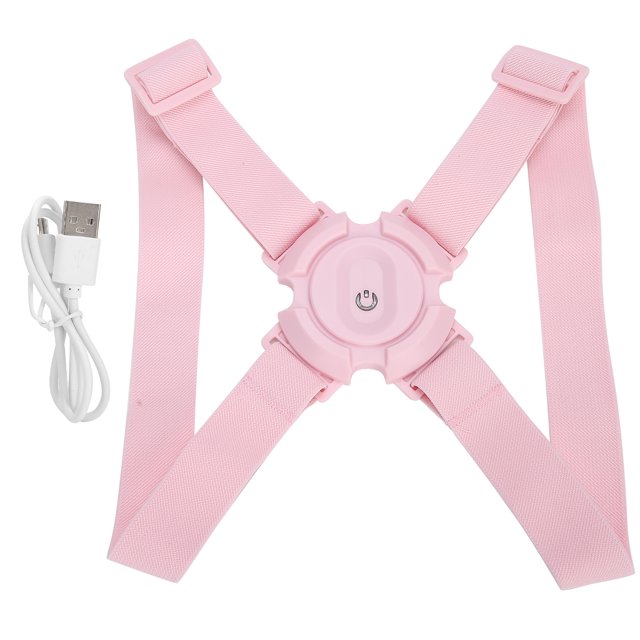 Corrector de postura inteligente rosa con vibración para enderezar la espalda