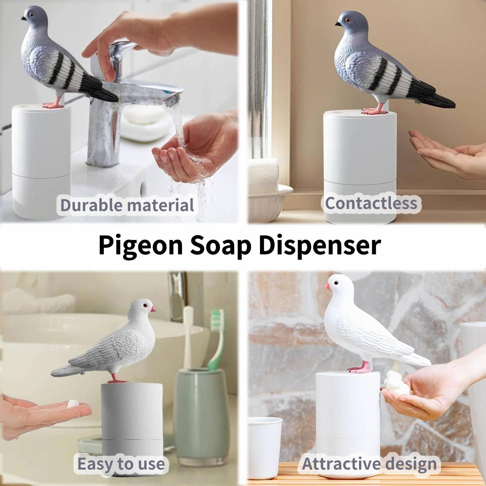 Bird of Peace Foam Soap Dispenser - Funny Pigeon Poop Induction Hand Washer Automatic Soap Dispenser for Kitchen & Bathroom (Gray)