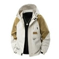 thumbnail image 2 of WTOBBY Men's Outdoor Work Jacket, Waterproof Windbreaker with Multiple Pockets, Loose Fit Hooded Coat for Hiking and Daily Use,Khaki 6XL, 2 of 4