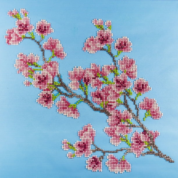 Leisure Arts Inc Diamond Art 12" x 12" Intermediate Cherry Blossom Kit, 1 Each