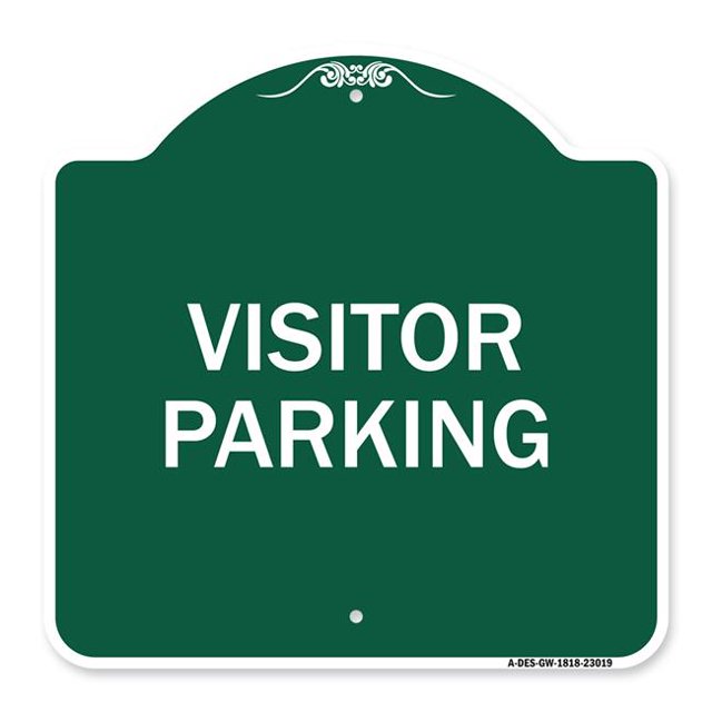 SignMission A-DES-GW-1818-23019 18 x 18 Po Signe de la Série Designer - Parking Réservé Signe Visiteur Parking&44; Vert & Blanc