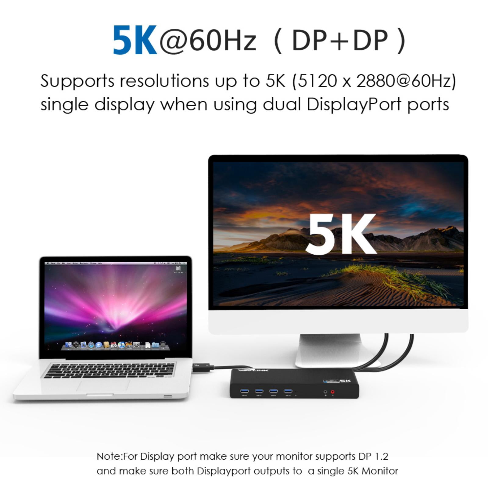 USB C 5K Laptop Universal Docking Station Ultra HD Multiple Display Dock with 2 × HDMI and DisplayPort, Gigabit Ethernet, Type C, 6 × USB 3.0, Audio, Mic, Supports Windows Mac OS