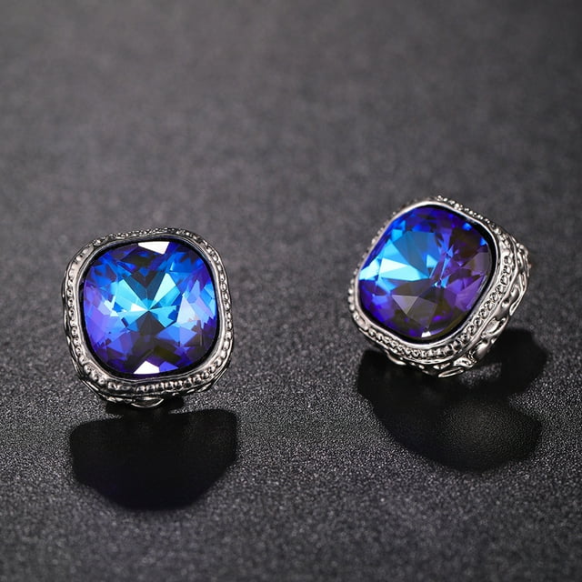 Xiao Hua Pendientes de clip con cristales de circonita cúbica, ideales para orejas sin perforar, para mujeres, novias, damas de honor y madres de la novia - C07