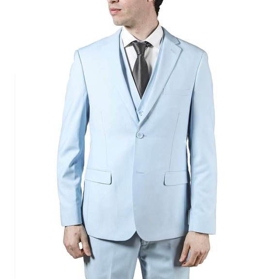 Adam Baker West End by Men's 910380 Slim Fit 3-Piece Peak Lapel Formal Tuxedo Suit - Cobalt - 36S