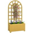 thumbnail image 1 of Outsunny Wooden Raised Garden Bed with Lattice Trellis for Climbing Plants, 1 of 10