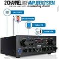 thumbnail image 3 of Pyle 2-Channel Bluetooth Home Stereo Amplifier - 250W Wireless Audio Receiver, Karaoke Optimized: Dual Mic In with Echo, Mic Talk-Over, FM Radio, USB, 3 of 8