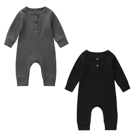

Sunisery Newborn Baby Boy Girl Solid Ribbed Romper Infants Cotton Outfit Clothes One-Piece Jumpsuits