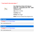 thumbnail image 2 of Rear Right Drum Brake Self Adjuster Repair Kit - Compatible with 1999 - 2005 Workhorse P42 2000 2001 2002 2003 2004, 2 of 2