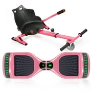 EPCTEK 6.5" Off Road All Terrain Hoverboards with Bluetooth Speaker&LED Lights Self Balancing Hoverboard OR Kart Seat Attachment UL2272 Certified for Kids & Adults （CARBON FIBER PINK）-Sold separately!
