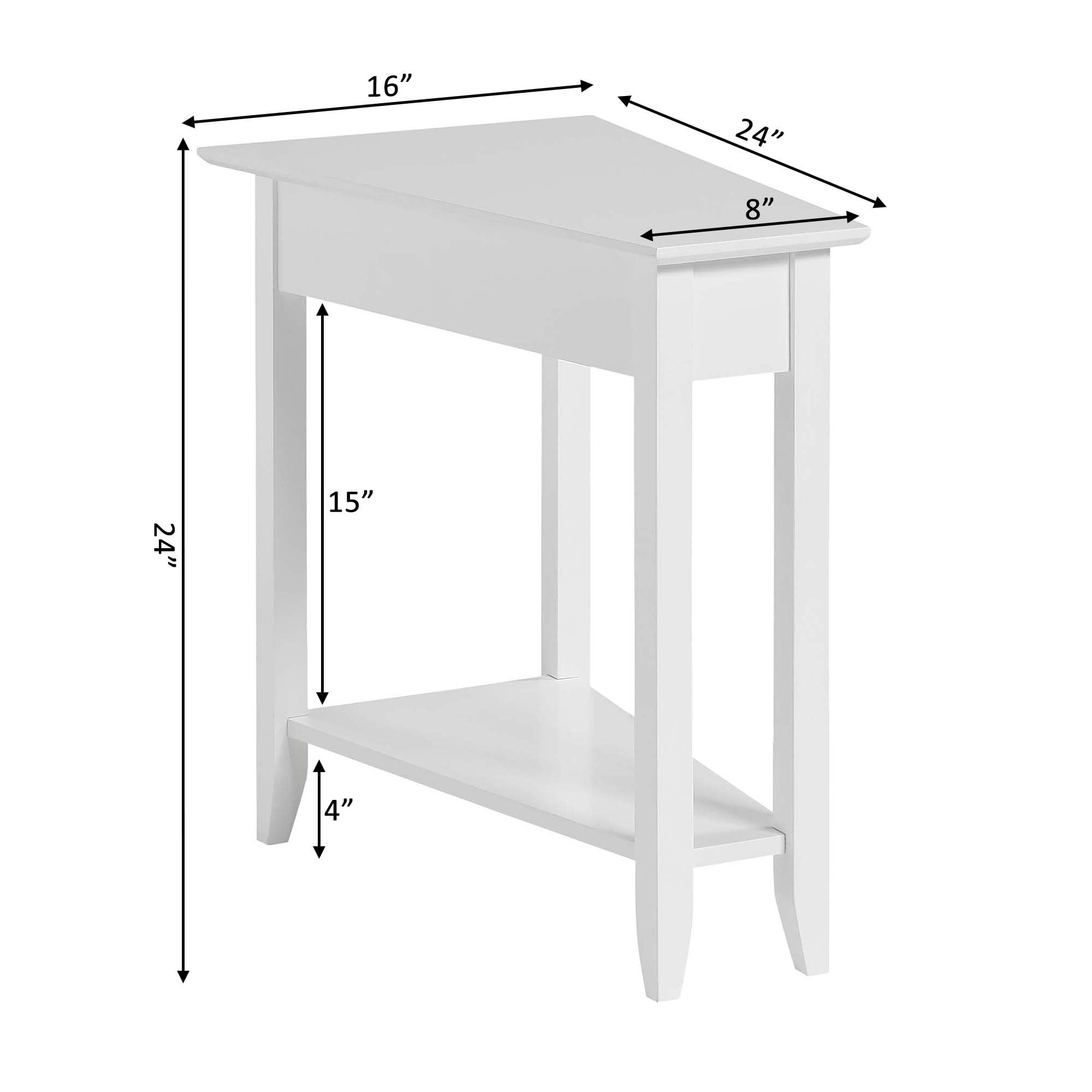 Convenience Concepts American Heritage Wedge End Table with Shelf, White