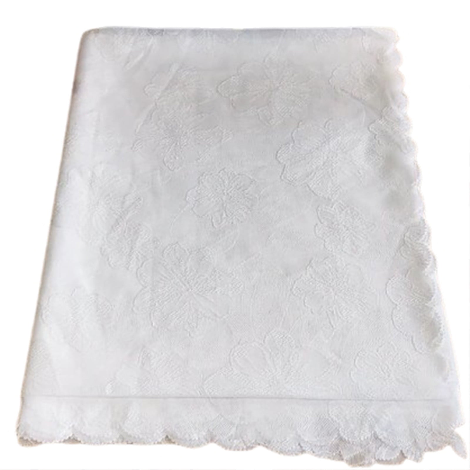 Hiroekza Rectangle French Lace Table Cover 39x55" for Coffee Table - Nylon & Spandex Fabric Dining Tablecloth for Dining Table, TV Cabinet - Table Cloth for Party/Buffet/Wedding White