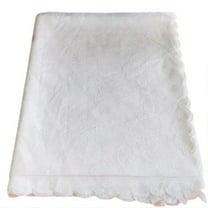Hiroekza Rectangle French Lace Table Cover 39x55" for Coffee Table - Nylon & Spandex Fabric Dining Tablecloth for Dining Table, TV Cabinet - Table Cloth for Party/Buffet/Wedding White