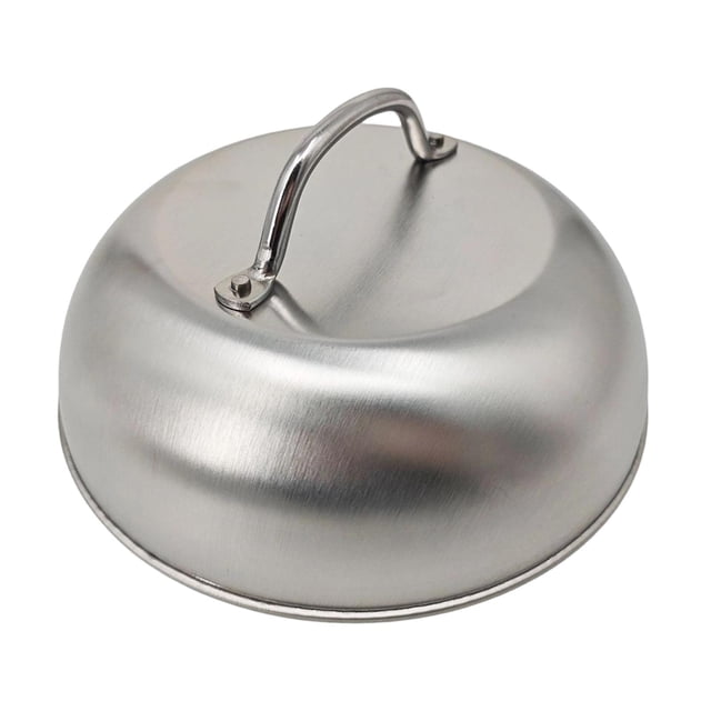 Cubierta para untar, cúpula para derretir queso para parrillas planas, hamburguesas para interiores y exteriores Mango de metal