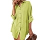 thumbnail image 1 of Moda mujer camisa de color sólido cuello vuelto manga larga de un solo pecho camisa suelta info CACAGOO Camisa de color liso, 1 of 6